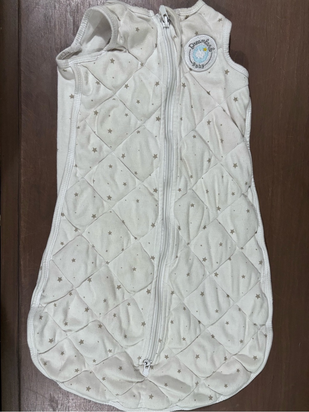 Quilted Cream Sleeveless Baby Sleep Sack with Star Print